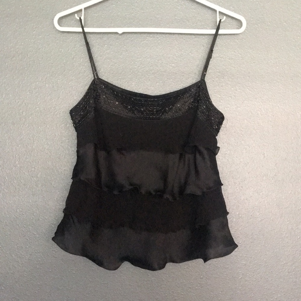 Tank top with sequins neckline detail